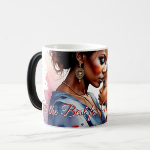 Caneca Mágica Dia das Mães Arte de Amor em Aquarela Africana