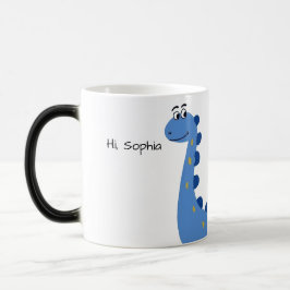 Caneca Mágica Dinossauro Azul Fofo - Nome Personalizado Sophia