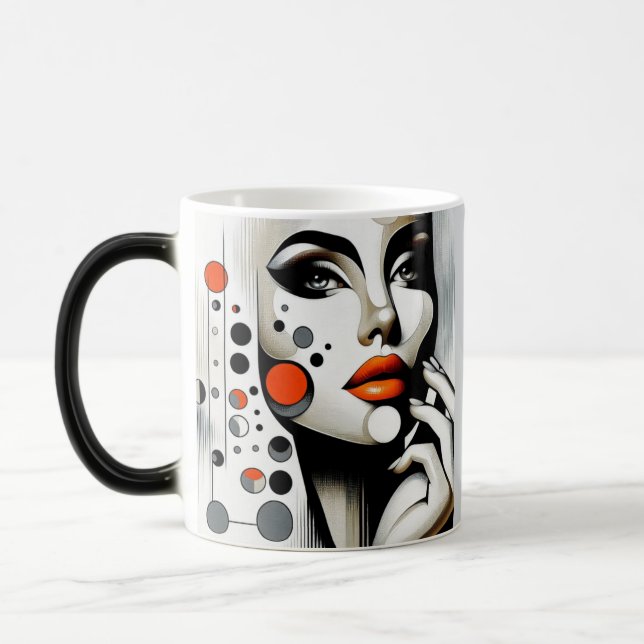 Caneca Mágica Diva Pop Retroativa: Elegância Geométrica Abstrato (Esquerda)