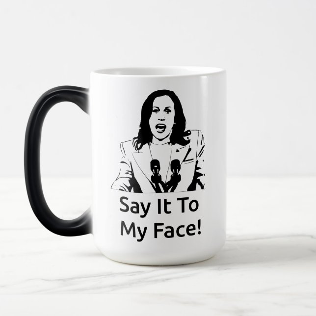 Caneca Mágica "Diz-Me À Cara!" Kamala Harris Mug - Branco (Esquerda)