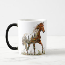 Caneca Mágica Double Exposure Horse Mug–Forest and Freedom