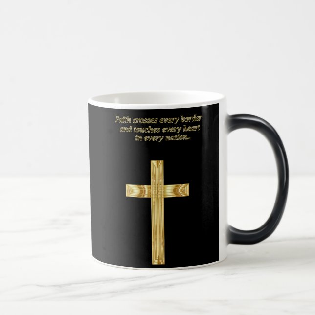 Caneca Mágica Dourada Faith Cristã cruza com palavras engraçadas (Direita)