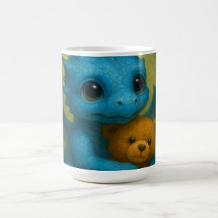 Caneca Mágica Dragão-Bebê, Cujo Olho é Azul, Cachorro, com Urso