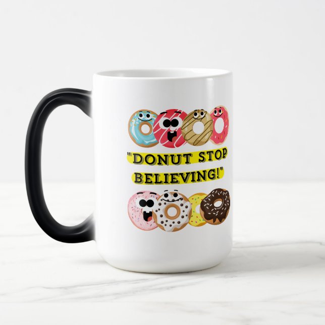 Caneca Mágica Dunot Stop Acreditar - cotação rosquinha (Esquerda)