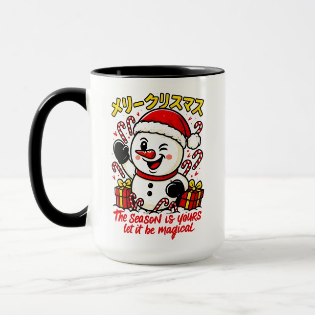 Caneca Mágica e Clássica de Natal Homem de Neve Fé (Esquerda)