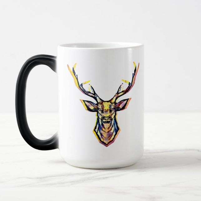 Caneca Mágica Ein Hirschkopf als buntes Bild im Aquarell Stil    (Esquerda)
