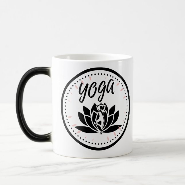 Caneca Mágica Elegant Lotus Flower Yoga Pose Coffee Mug (Esquerda)