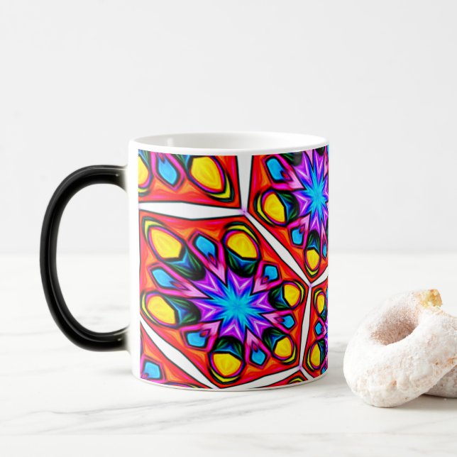 Caneca Mágica Elegante Abstrato Floral Pattern Mug (Com Donut)