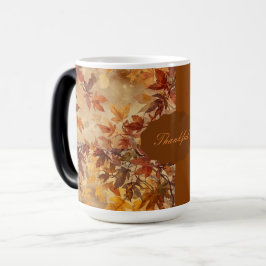 Caneca Mágica Elegante,Ação de Graças, Folhas de Outono,Rústico