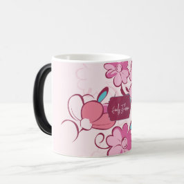 Caneca Mágica Elegante Nome Personalizado em Letra Floral