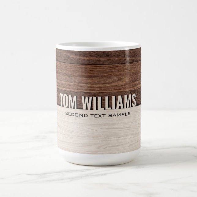 Caneca Mágica Elegante Textura de madeira marrom Estilo moderno  (Center)