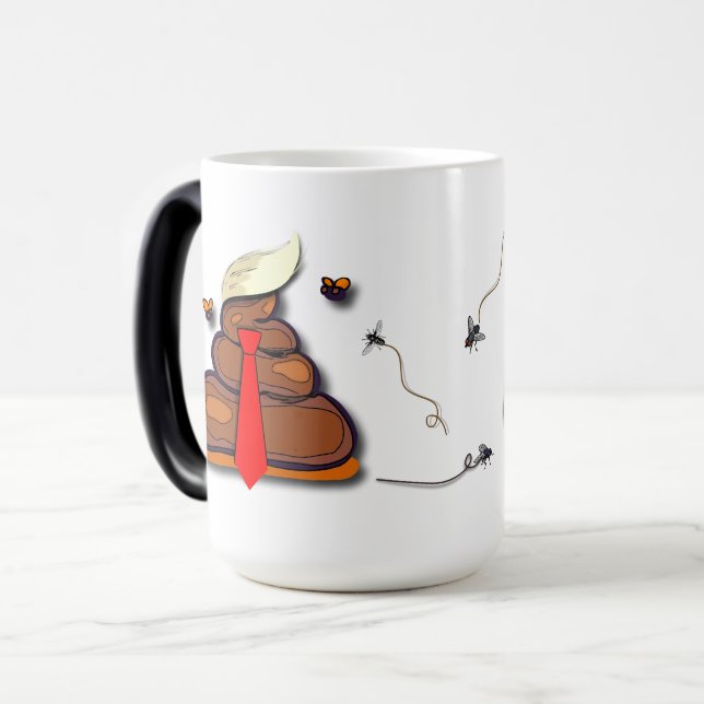 Caneca Mágica Engraçado Faux Poop Emoji Cartoon Político (Frente Esquerda)