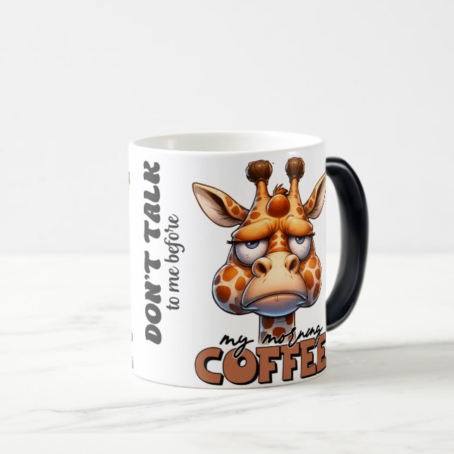 Caneca Mágica Engraçado Girafa Mug - 'Não fale comigo antes do m (Frente Esquerda)