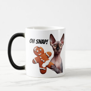 Caneca Mágica Engraçado Natal Sphynx Gingerbird Homem de Gengibr