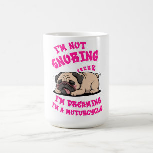 Caneca Mágica Engraçado Pug Sroncando Motocicleta Biker Dog Gift