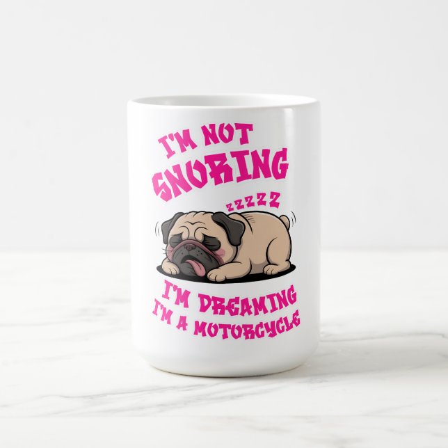 Caneca Mágica Engraçado Pug Sroncando Motocicleta Biker Dog Gift (Center)