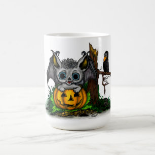 Caneca Mágica Esperando o Halloween, Cute Bat e Raven