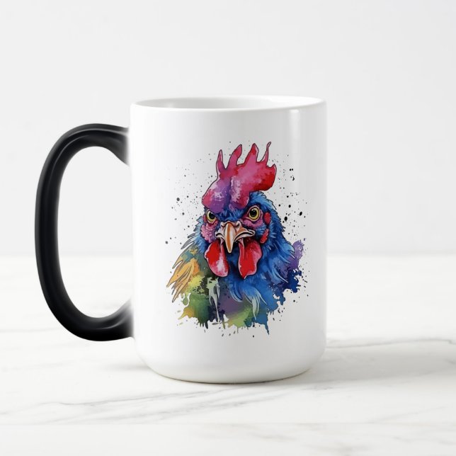 Caneca Mágica Estilo de Aquarela de Galinha do País Rooster (Esquerda)