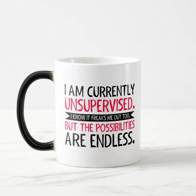 Caneca Mágica Estou sem supervisão - Engraçado Presente Sarcásti (Esquerda)