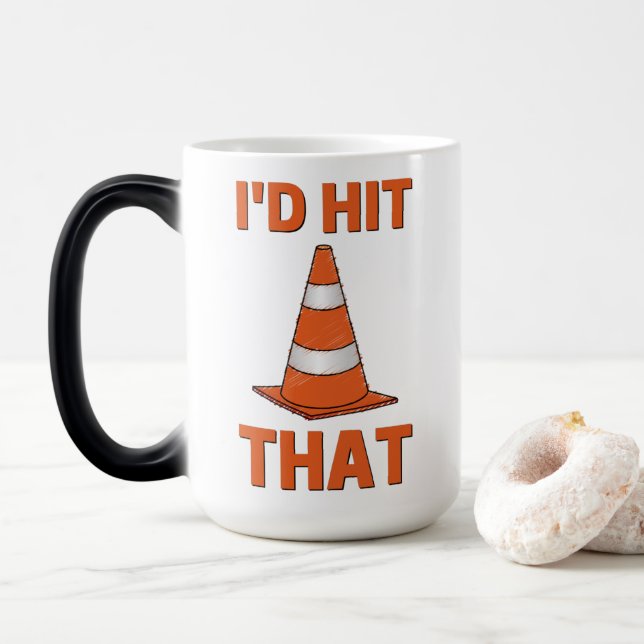 Caneca Mágica Eu acertava naquele cone de laranja design com cru (Com Donut)