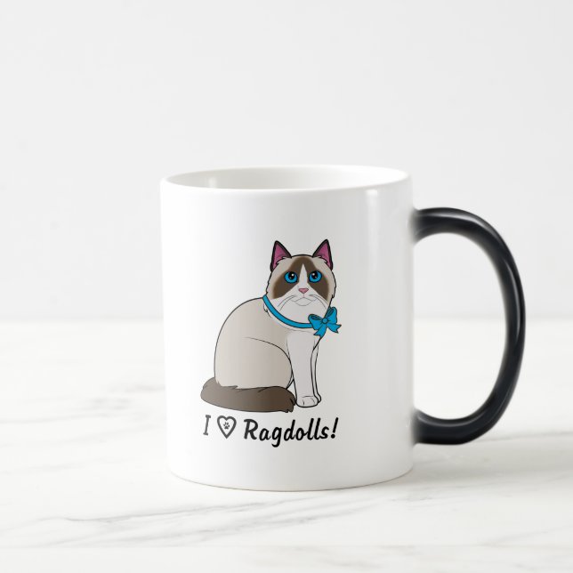 Caneca Mágica Eu amo gatos de Ragdoll (Direita)
