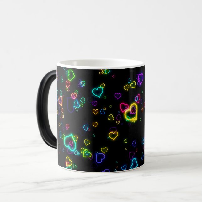 Caneca Mágica Eu amo U - néon feliz (Frente Esquerda)