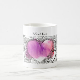 Caneca Mágica Eu coração você Ornamentado rosa e Namorados ro