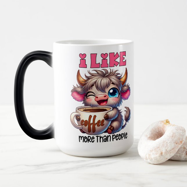 Caneca Mágica Eu Gosto Mais de Café do que de Pessoas  (Com Donut)