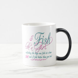 Caneca Mágica Eu pesco como umas artes de pesca da menina