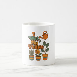 Caneca Mágica Eu Rego Minhas Plantas – Listras Retro dos Anos 70