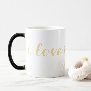 Caneca Mágica Eu Te Amo Nome Personalizado Faux Dourado Café Te