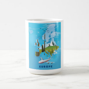 Caneca Mágica Europa - Mapa do poster de viagens paisagístico