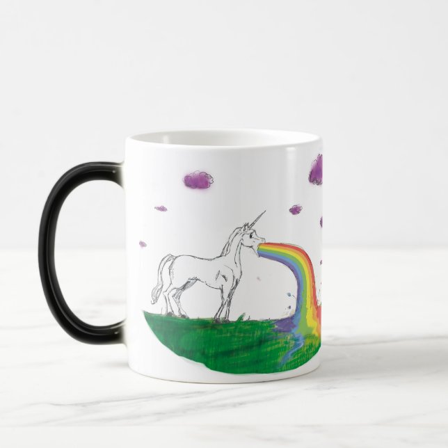 Caneca Mágica Fabuloso arco-íris vomitando um copo unicórnio (Esquerda)