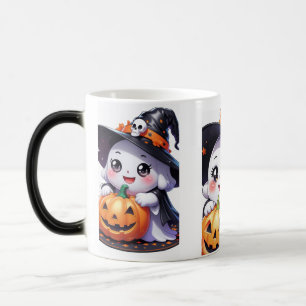 Caneca Mágica Fantasma Bonita do Halloween com Abóbora