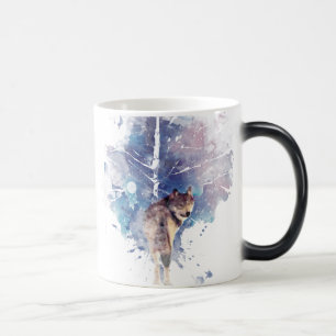 Caneca Mágica Fantasy Wolf Tree Arte Gráfica Wildlife Animal Ar