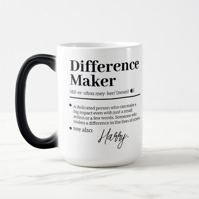 Caneca Mágica Fazedor de Diferença Personalizado, Presente de Ag (Esquerda)