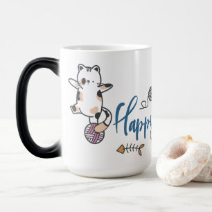 Caneca Mágica Feliz ano novo Entre Gatinhos Equilibrado Num Fio