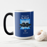 Feliz Bar Mitzvah 20XX Tefillin Azul Personalizado