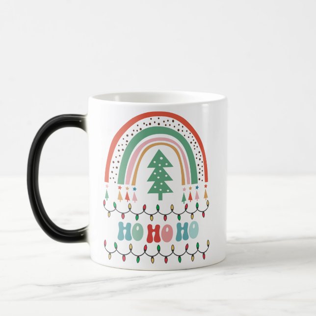 Caneca Mágica Feliz de natal hohoho arco-íris (Esquerda)