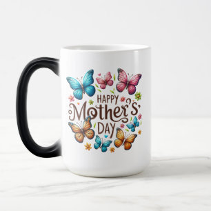 Caneca Mágica Feliz Dia das Mães com Clipart de Borboletas