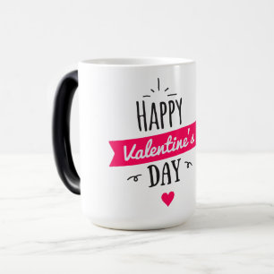 Caneca Mágica Feliz dia de os namorados preto e branco Mugs