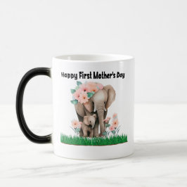 Caneca Mágica Feliz elefante fofo do primeiro dia da mãe