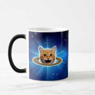 Caneca Mágica Feliz gato no espaço.
