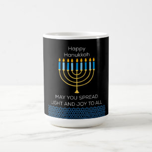Caneca Mágica Feliz Hanukkah Engraçado Azul Chanukah Única