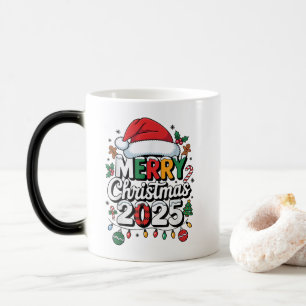 Caneca Mágica Feliz Natal 2025 Pijama Chapéu de Papai Noel Feria
