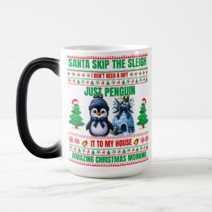 Caneca Mágica Feliz Natal Para O Presente Pinguim