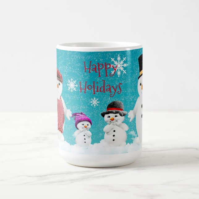 Caneca Mágica Felizes Feriados Snowmen (Center)