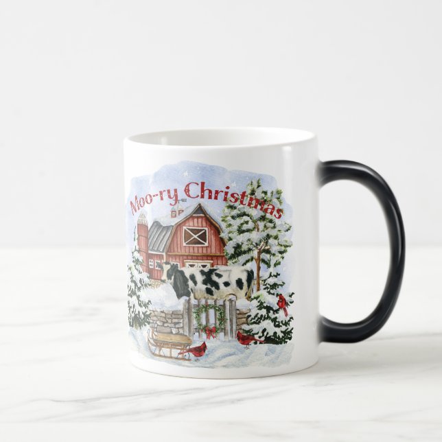 Caneca Mágica Feriado de Natal Moo para Pessoas de Fazenda e Vac (Direita)
