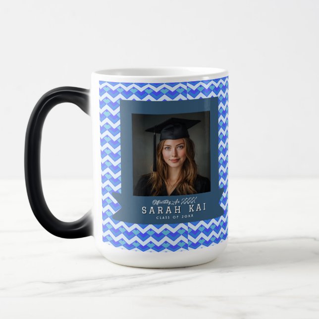 Caneca Mágica Festa de Formatura com Padrão Zigzag Elegante (Esquerda)