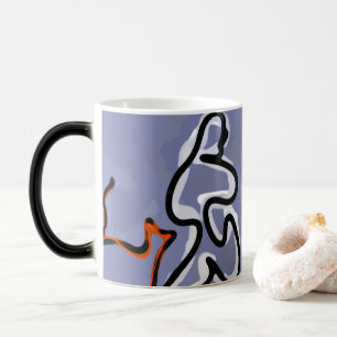 Caneca Mágica Figura com Feline: Abstrato azul, laranja, B e W